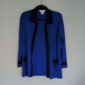 Misook Royal Blue and Black Knit Cardigan
